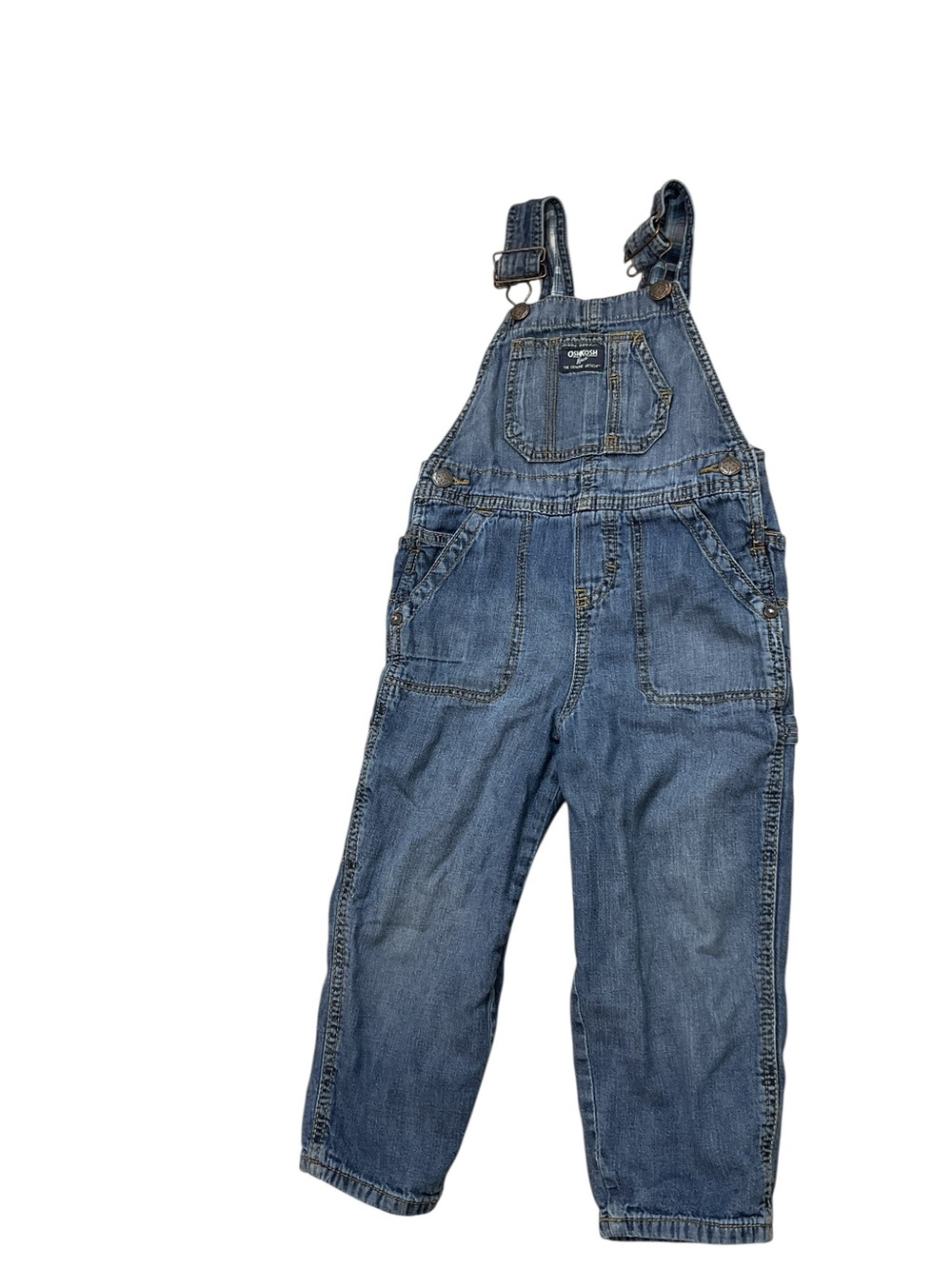 OshKosh B'gosh Denim Overalls with Blue Plaid Lining